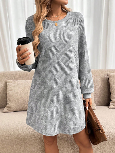 Chic Knitted Textured Casual Dress for Autumn & Winter – Comfort Meets Elegance