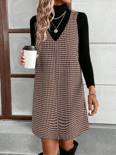 Women's V-Neck Sweater Dress: Cozy Vintage Chic for Autumn/Winter