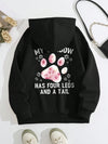 Cozy Animal Paw Print Hoodie: Chic Pullover for Fall & Winter