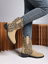 Chic Leopard Print Slip-On Short Boots - Versatile Western Style & Comfort