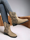 Chic Leopard Print Slip-On Short Boots - Versatile Western Style & Comfort