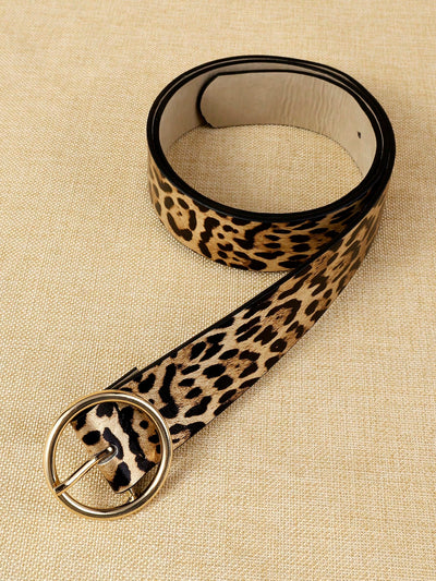 Bohemian Chic Multi-Color Leopard Print PU Waist Belt with Metal Buckle