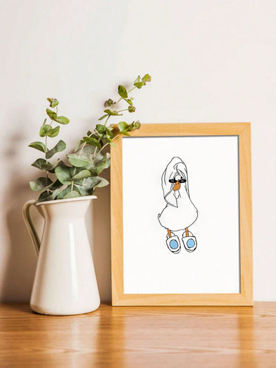 Whimsical Easter Duck with Bunny Ears: Vintage Unframed Canvas Wall Art