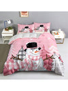 Cozy 3-Piece Pink Snowman Duvet Cover Set – Soft Cartoon Digital Print Bedding for a Charming Bedroom