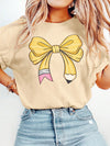 Charming Bow Print Casual T-Shirt for Women – Perfect Summer Essential