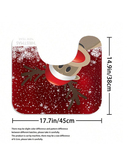 Festive Christmas Deer Shower Curtain Set – Complete Bathroom Decor with Non-Slip Bath Mats & Hooks