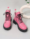 Chic Pink Grunge Punk Studded Heart Lolita Boots for Trendy Girls – Perfect for Spring & Autumn