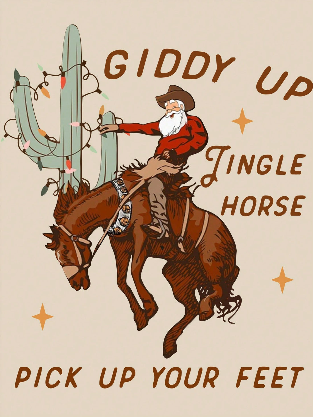 Show off your holiday spirit with our Festive Cheer: Cowboy Santa Claus Print Crewneck Sweatshirt! Made from soft and cozy material, this sweatshirt features a playful cowboy Santa Claus print that will add a touch of whimsy to your wardrobe. Stay warm and stylish this holiday season with our festive sweatshirt.