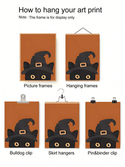 Spooktacular Halloween Trio: Framed Canvas Wall Paintings for Bedroom, Living Room, and Hallway