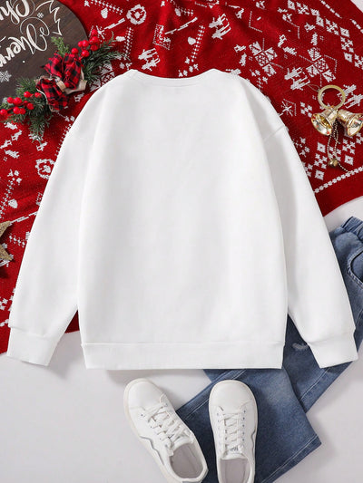 Cozy Family Matching White Round Neck Sweatshirt – Stylish & Comfortable Pullover Sets for Every Member