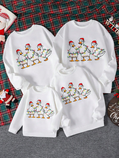 Cozy Family Matching White Round Neck Sweatshirt – Stylish & Comfortable Pullover Sets for Every Member