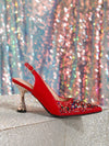 Sparkle & Elegance: Rhinestone Pointed Toe High Heel Backless Sandals for Women