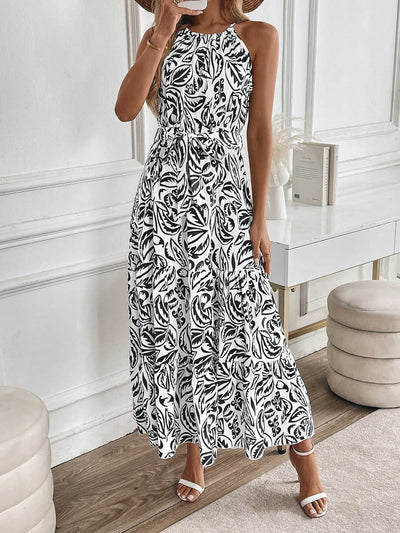 Chic Floral Maxi Dress with Tie Front – Perfect for Casual Beach Days