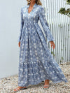 Effortless Elegance: Plus Size Casual Allover Print Lantern Sleeve Long Dress