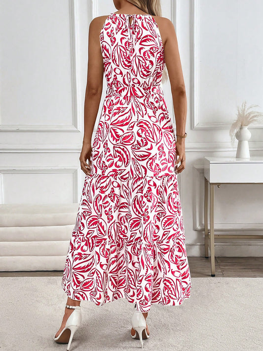 Chic Floral Maxi Dress with Tie Front – Perfect for Casual Beach Days