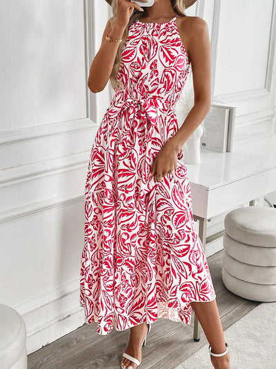 Chic Floral Maxi Dress with Tie Front – Perfect for Casual Beach Days