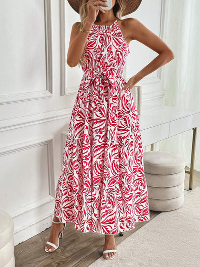 Chic Floral Maxi Dress with Tie Front – Perfect for Casual Beach Days