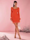 Chic & Cozy: Glamour Slim Faux Ostrich Feather Bodycon Sweater Dress for Fall & Winter