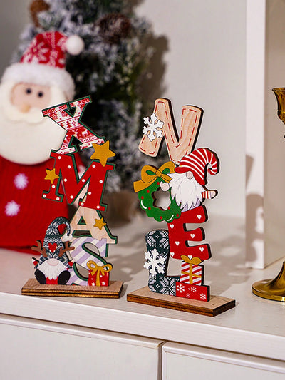 Whimsical Wooden Christmas Gnome Letter Ornaments – Charming Holiday Décor for Home and Display