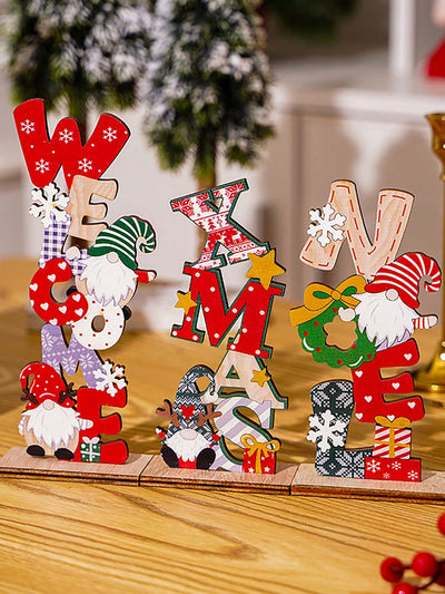 Whimsical Wooden Christmas Gnome Letter Ornaments – Charming Holiday Décor for Home and Display