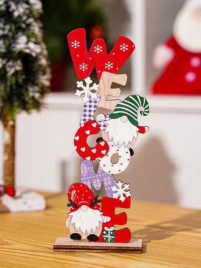 Whimsical Wooden Christmas Gnome Letter Ornaments – Charming Holiday Décor for Home and Display