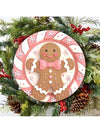 Cozy Christmas Charm: Pink Gingerbread Wooden Sign for Festive Decor