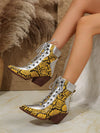 British Style Snake Print Pointed Toe Chelsea Ankle Boots