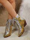 British Style Snake Print Pointed Toe Chelsea Ankle Boots