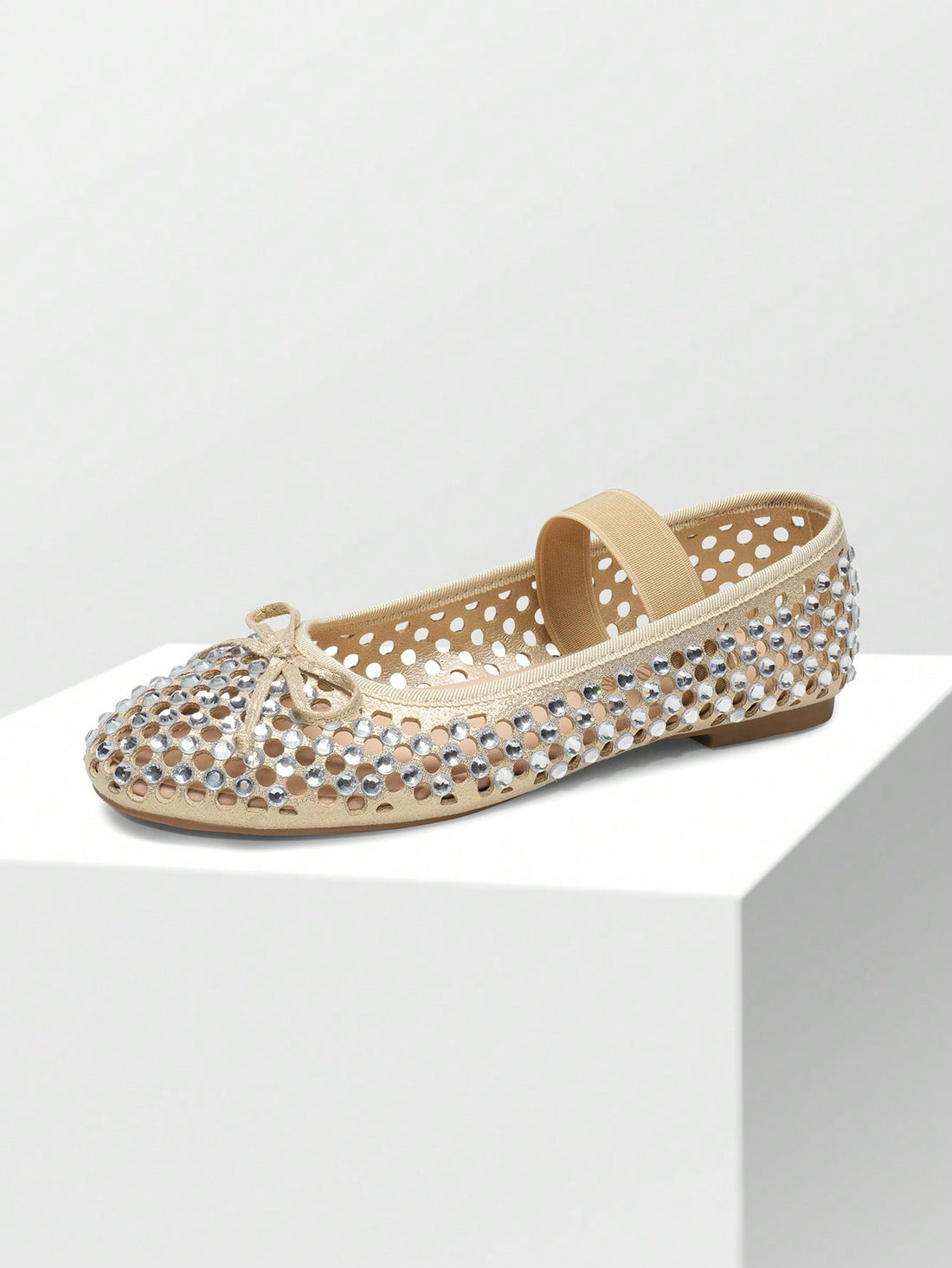 Introducing Chic & Comfy: Women's Bow-Detail Mary Jane Ballet Flats with Sparkling Upper. Fashion meets comfort with these stylish flats featuring a sparkling upper design and a bow detail. Perfect for any occasion, these flats are sure to elevate any outfit while providing all-day comfort.