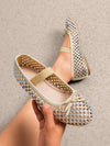 Chic & Comfy: Women's Bow-Detail Mary Jane Ballet Flats with Sparkling Upper