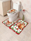 Festive Christmas Bathroom Set: Waterproof Shower Curtain, Non-Slip Rugs, and Toilet Covers with Hooks