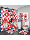 Festive Christmas Bathroom Set: Waterproof Shower Curtain, Non-Slip Rugs, and Toilet Covers with Hooks