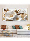 Vibrant Floral Elegance: Gold, Green & Pink Canvas Wall Art for Modern Home Décor