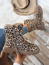 Chic Leopard Print Ankle Snow Boots with Cozy Fur Lining - Perfect for Winter