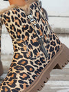 Chic Leopard Print Ankle Snow Boots with Cozy Fur Lining - Perfect for Winter