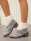 Chic Zebra Print Chelsea Ankle Boots with Cozy Fur Lining for Winter Warmth