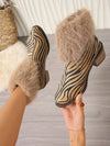 Chic Zebra Print Chelsea Ankle Boots with Cozy Fur Lining for Winter Warmth