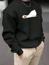 Cozy Plus-Size Men's Graphic Sweatshirt for Autumn/Winter - Trendy Casual Crew Neck