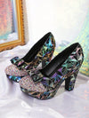 Elegant Sequin Bowknot Thick-Heel Dress Shoes for Women