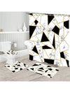 Elegant Marble Triangle Shower Curtain Set with Non-Slip Rug and Toilet Lid Cover