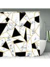 Elegant Marble Triangle Shower Curtain Set with Non-Slip Rug and Toilet Lid Cover