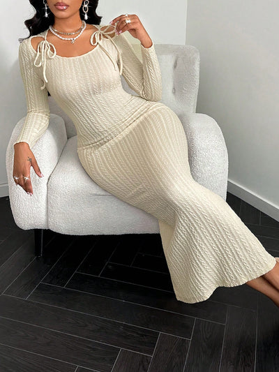 Chic and Stylish: Women's Casual Fashionable Texture Solid Color Long Dress