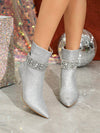 Sparkling Rhinestone Pointed Toe High Heel Boots - Perfect for Parties, Gatherings, and Weddings