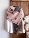 Elegant Floral & Bee Jacquard Faux Cashmere Scarf - Chic Warmth for Women