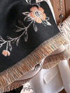 Elegant Floral & Bee Jacquard Faux Cashmere Scarf - Chic Warmth for Women