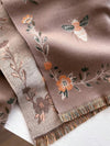 Elegant Floral & Bee Jacquard Faux Cashmere Scarf - Chic Warmth for Women