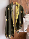 Elegant Floral & Bee Jacquard Faux Cashmere Scarf - Chic Warmth for Women