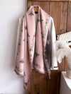 Elegant Floral & Bee Jacquard Faux Cashmere Scarf - Chic Warmth for Women