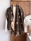 Elegant Floral & Bee Jacquard Faux Cashmere Scarf - Chic Warmth for Women