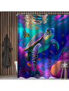 Vibrant Oceanic Adventure Shower Curtain Set – Colorful Sea Turtle Design with 12 Hooks